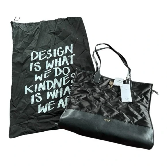 KURT GEIGER LONDON Black Quilted Recycled Shopper Bag Brass Eagle NWT - Picture 9 of 14